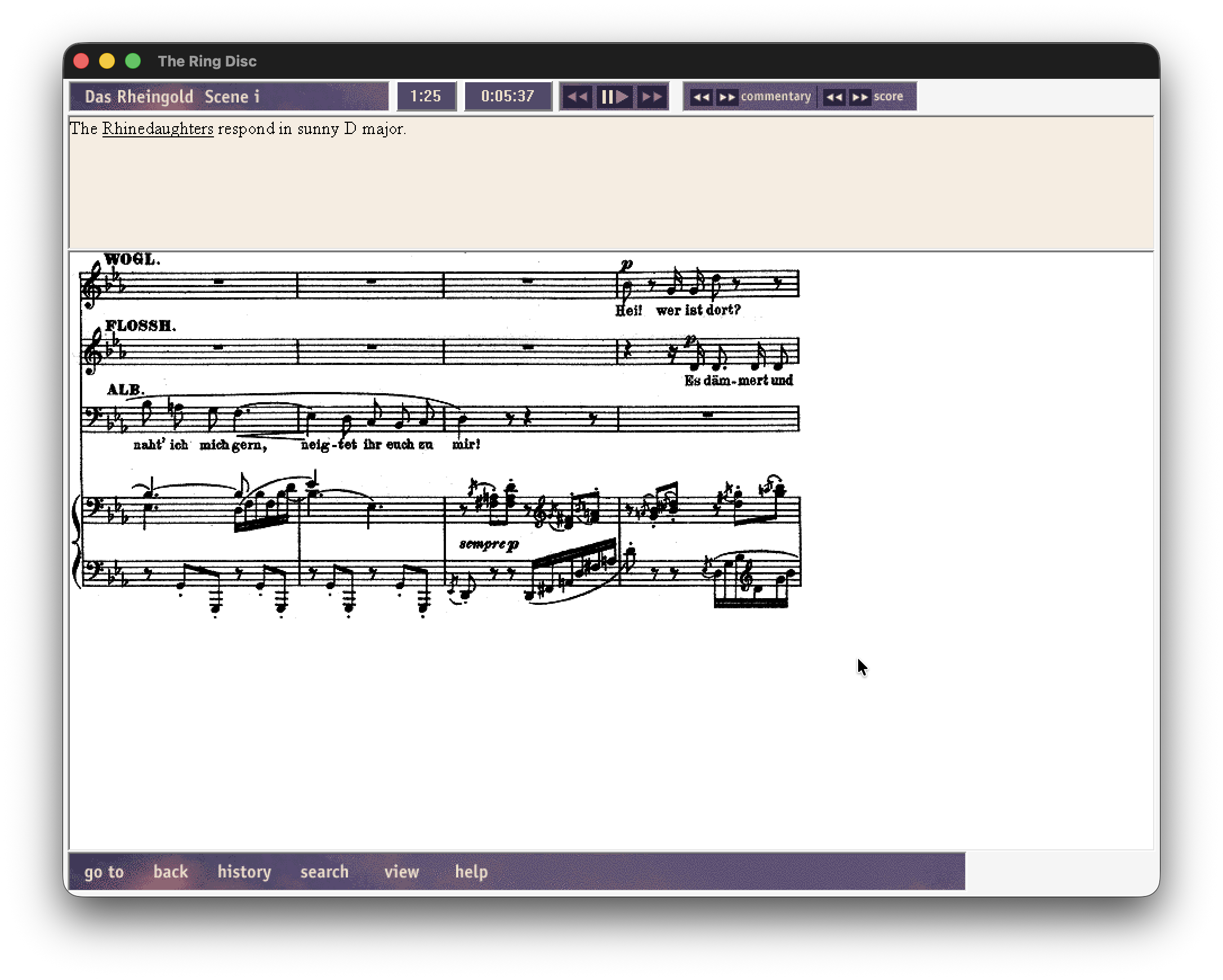 Screenshot of The Ring Disc interface
